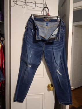 Arizona Jean Company Distressed Dark Blue Boyfriend Jeans